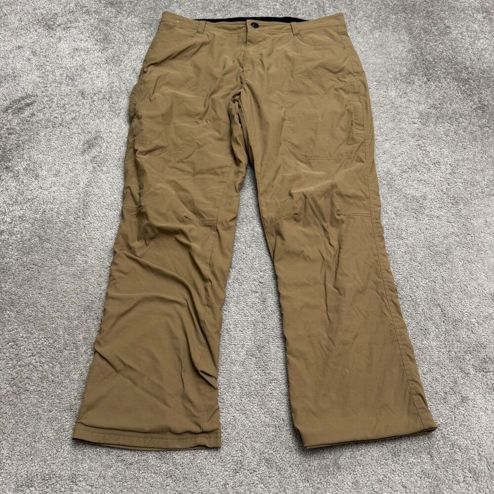 Orvis Fleece Lined Outdoor Hiking Cargo Pants Mens 38x32 Brown Stretch Trail